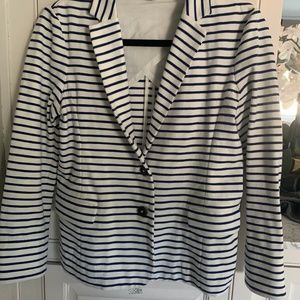 J. Crew knit navy blue striped blazer jacket small